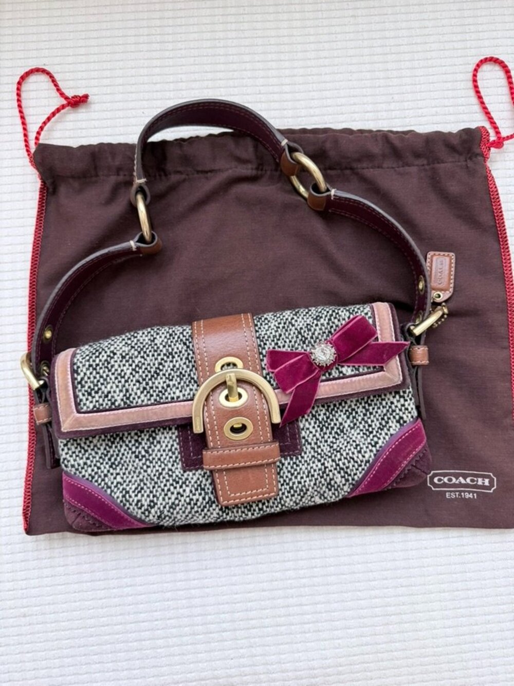 Coach Vintage 8F01 Multicolor Tweed Soho Y2K Demi Shoulder Bag
